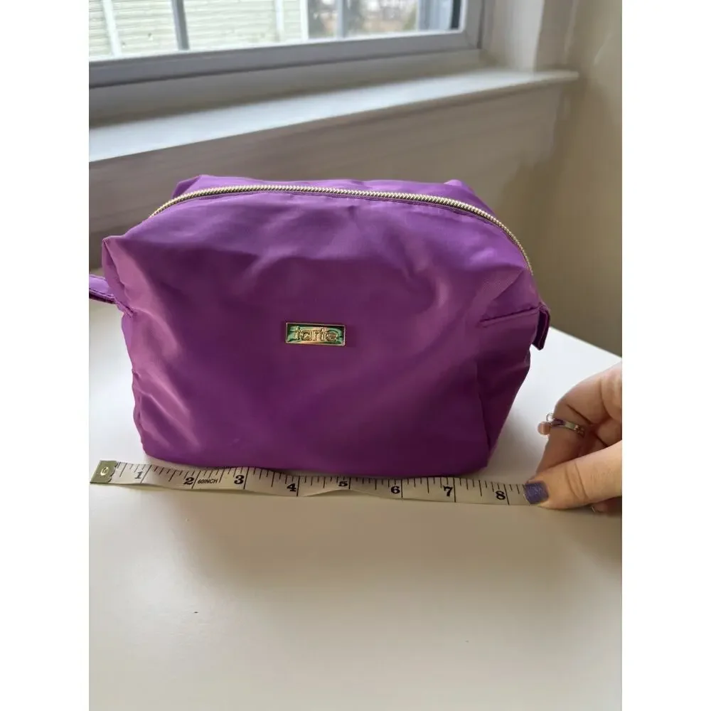 Tarte Cosmetics Purple Makeup Bag Gold Zipper Logo Medium Bag